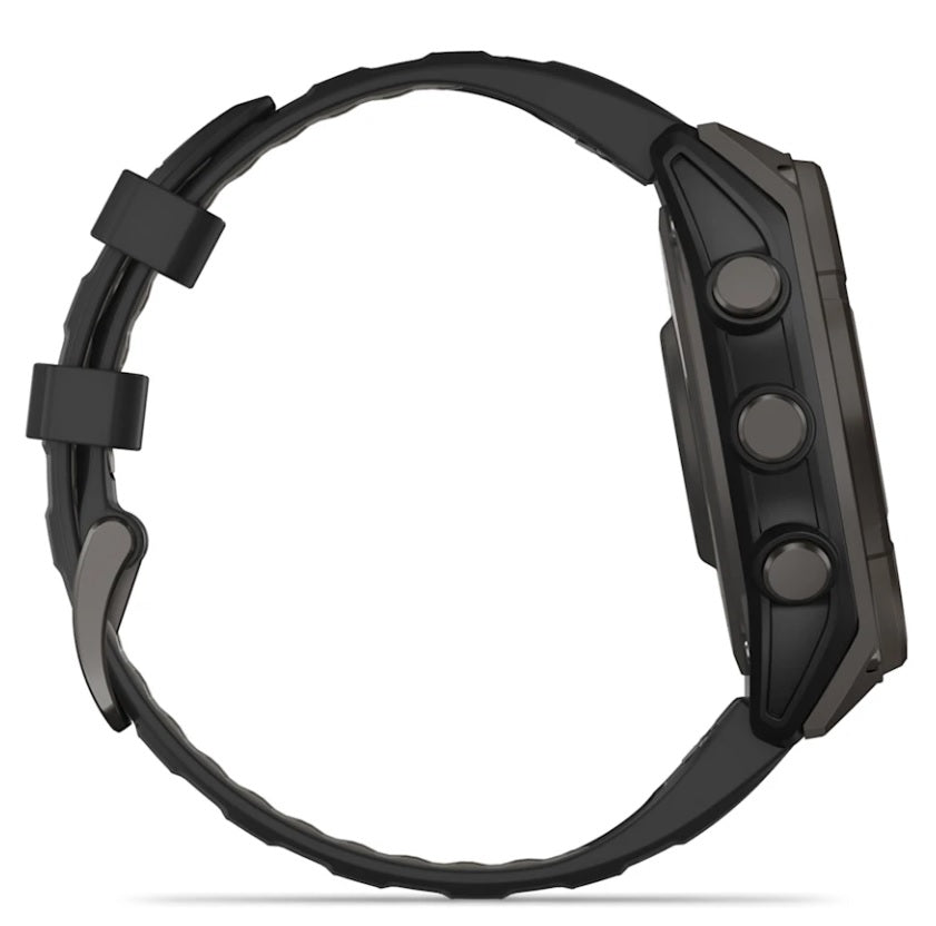 Garmin fenix 8 GPS Watch 47 mm, Solar, Sapphire, Carbon Gray DLC Titanium with Black/Pebble Gray Silicone
