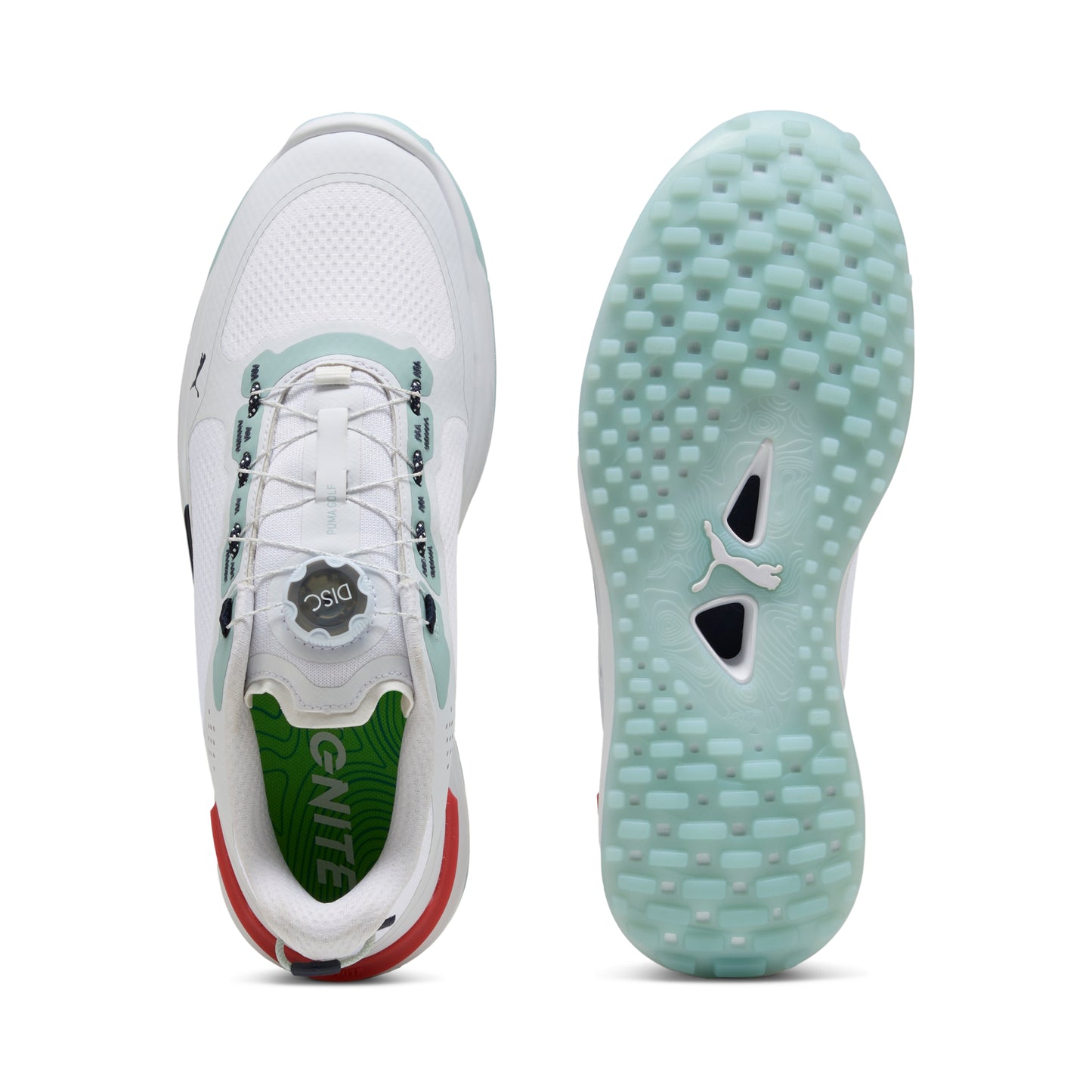Puma Men's Ignite Elevate 2 Disc Spikeless Golf Shoes - Puma White/Modern Mint