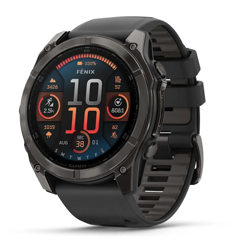 Garmin fenix 8 GPS Watch 51 mm  Sapphire, Carbon Gray DLC Titanium with Black/Pebble Gray Silicone