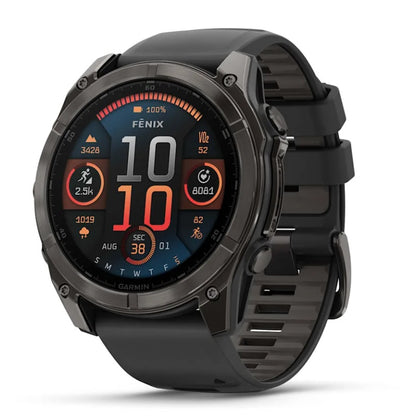 Garmin fenix 8 GPS Watch 51 mm  Sapphire, Carbon Gray DLC Titanium with Black/Pebble Gray Silicone