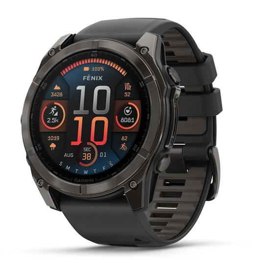 Garmin fenix 8 GPS Watch 51 mm  Sapphire, Carbon Gray DLC Titanium with Black/Pebble Gray Silicone