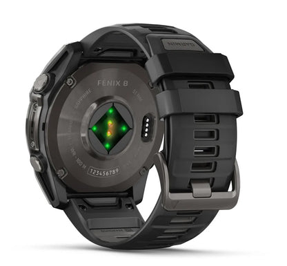 Garmin fenix 8 GPS Watch 51 mm  Sapphire, Carbon Gray DLC Titanium with Black/Pebble Gray Silicone
