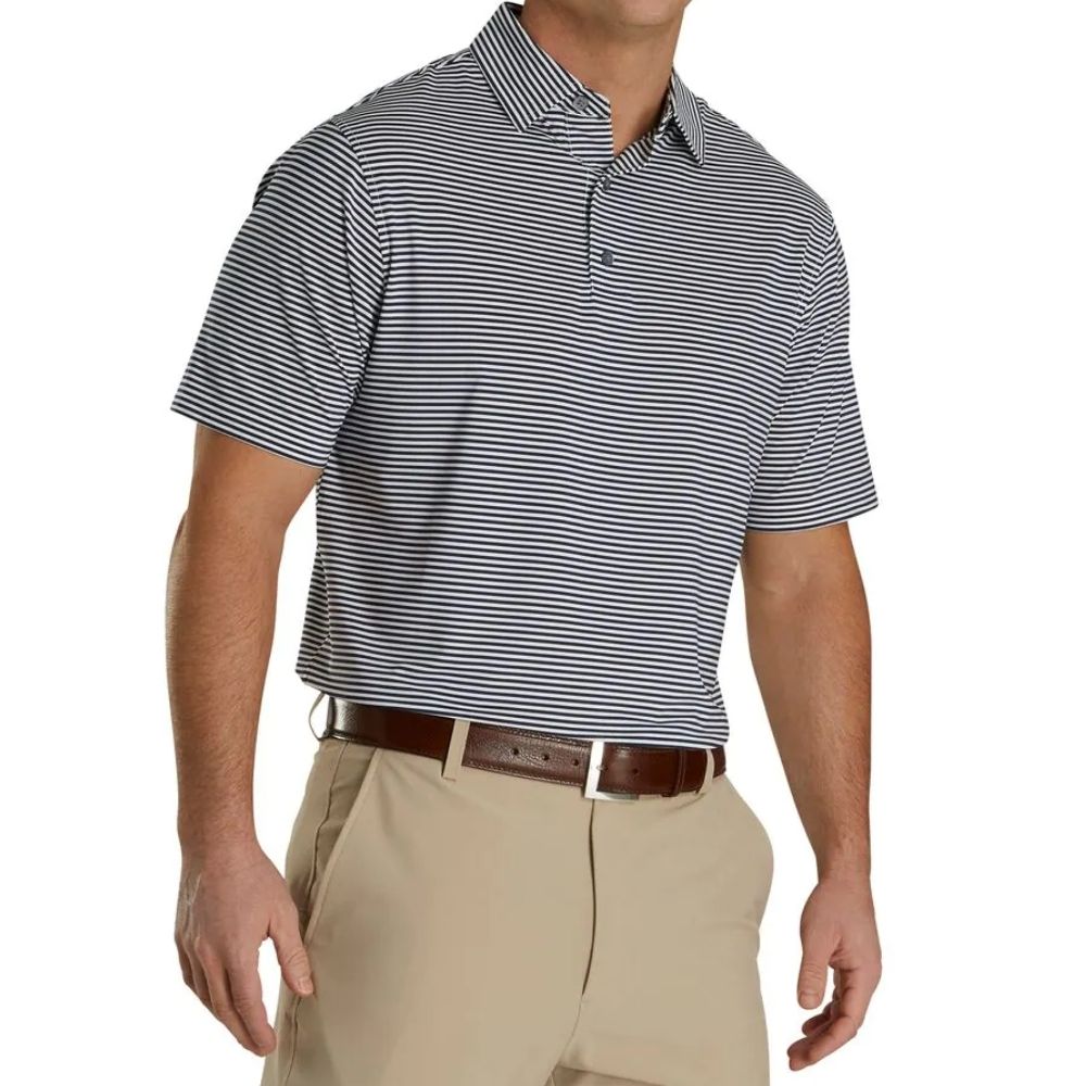 Footjoy Lisle Feeder Stripe Self Collar Polo