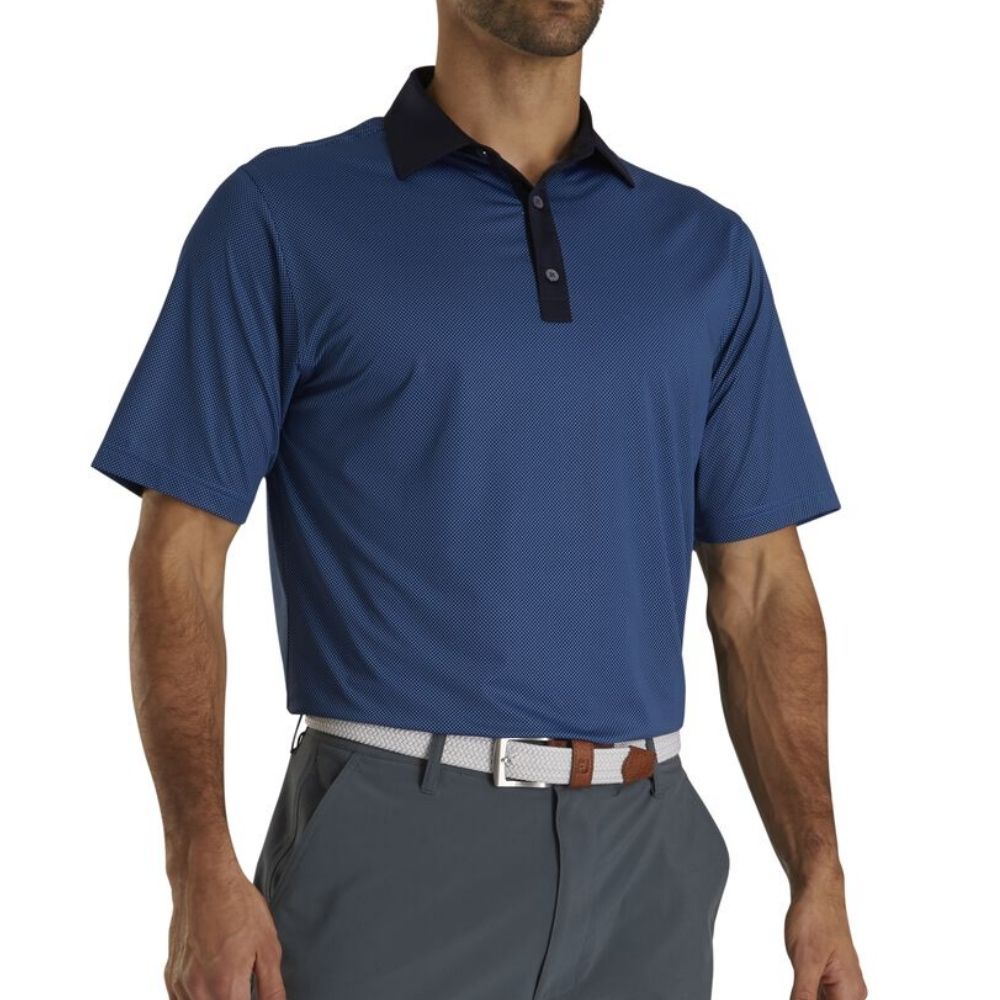Footjoy Stretch Lisle Mini Check Print Polo