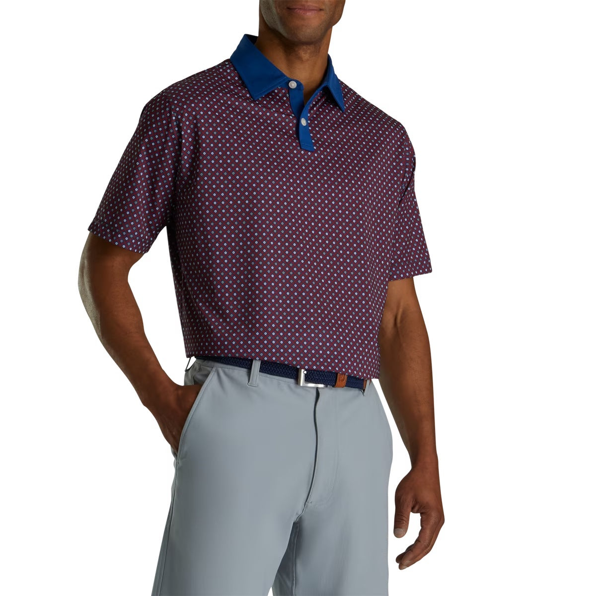 Footjoy Lisle Circle Print Self Collar Polo 2023