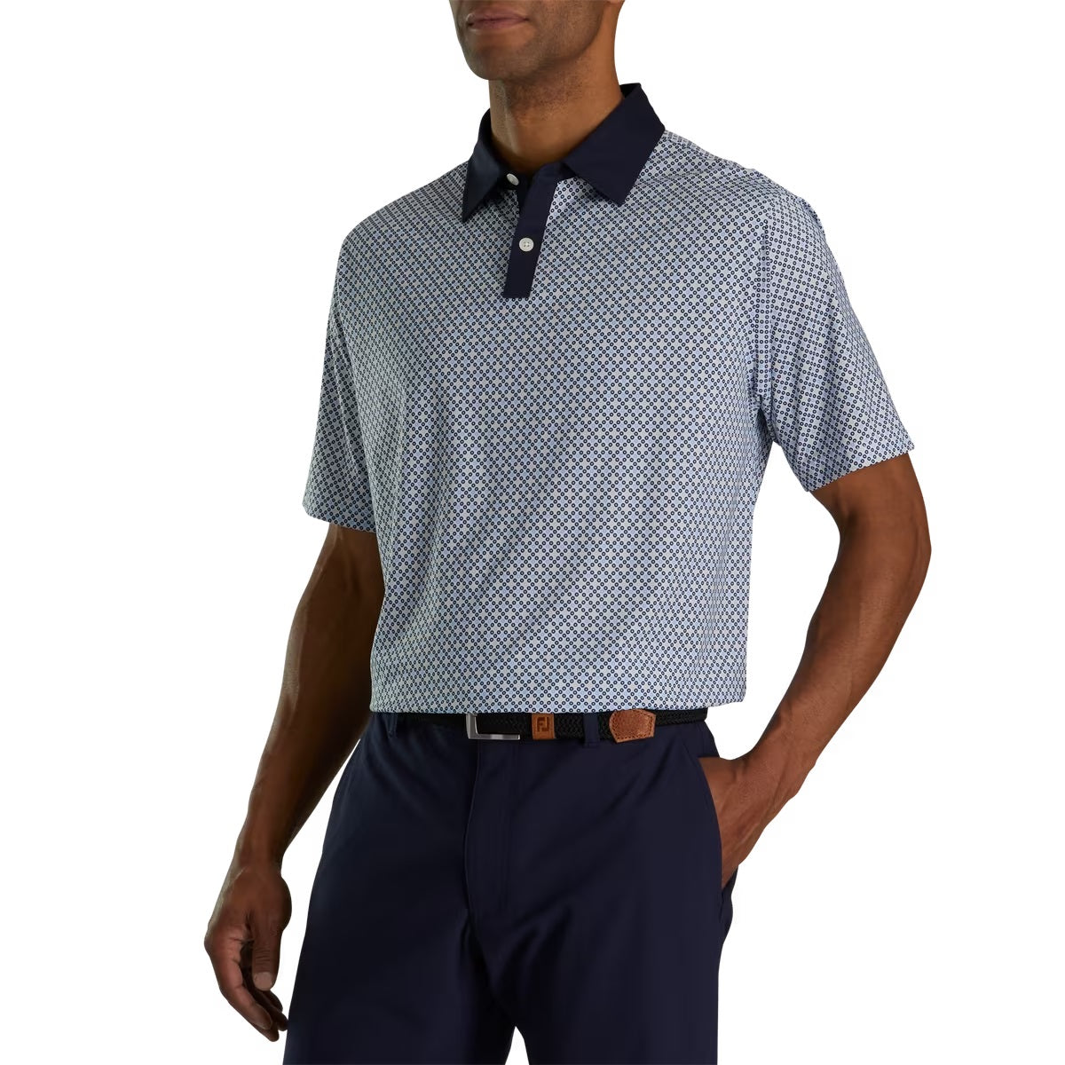 Footjoy Lisle Circle Print Self Collar Polo 2023