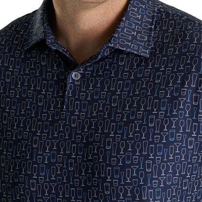 Footjoy Lisle Glass Print Self Collar Polo 2023