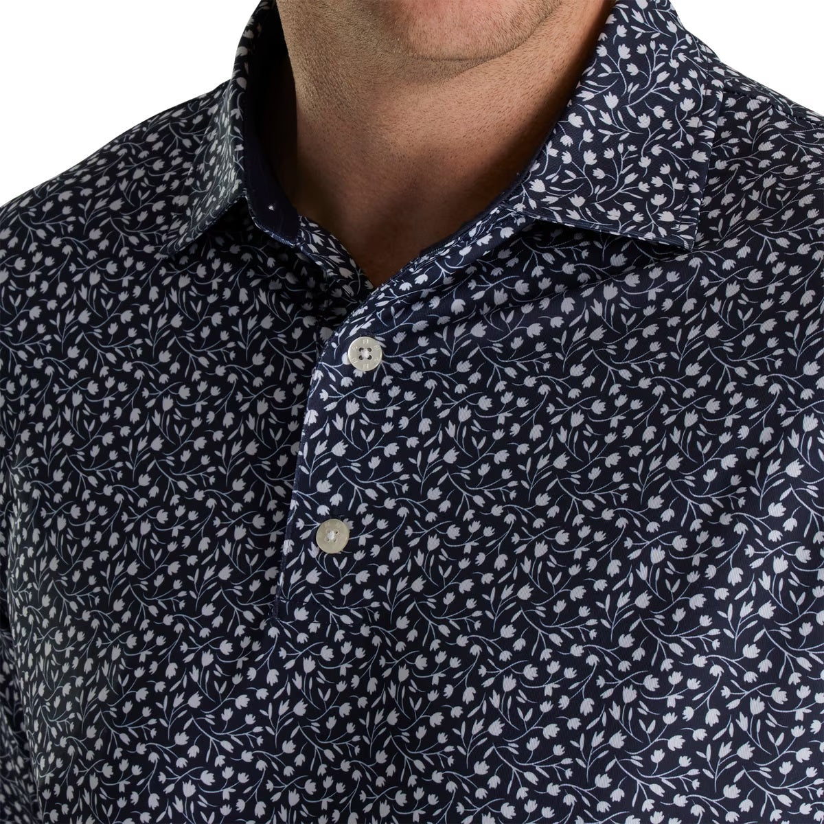 Footjoy Lisle Tossed Tulips Self Collar Polo 2023