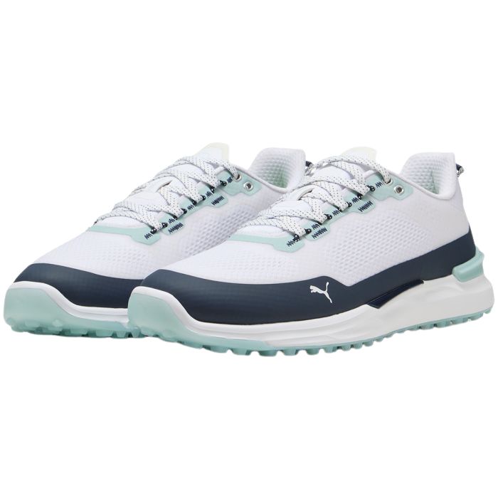 Puma Men's Ignite Elevate X Spikeless Golf Shoes - Puma White/Deep Navy/Modern Mint