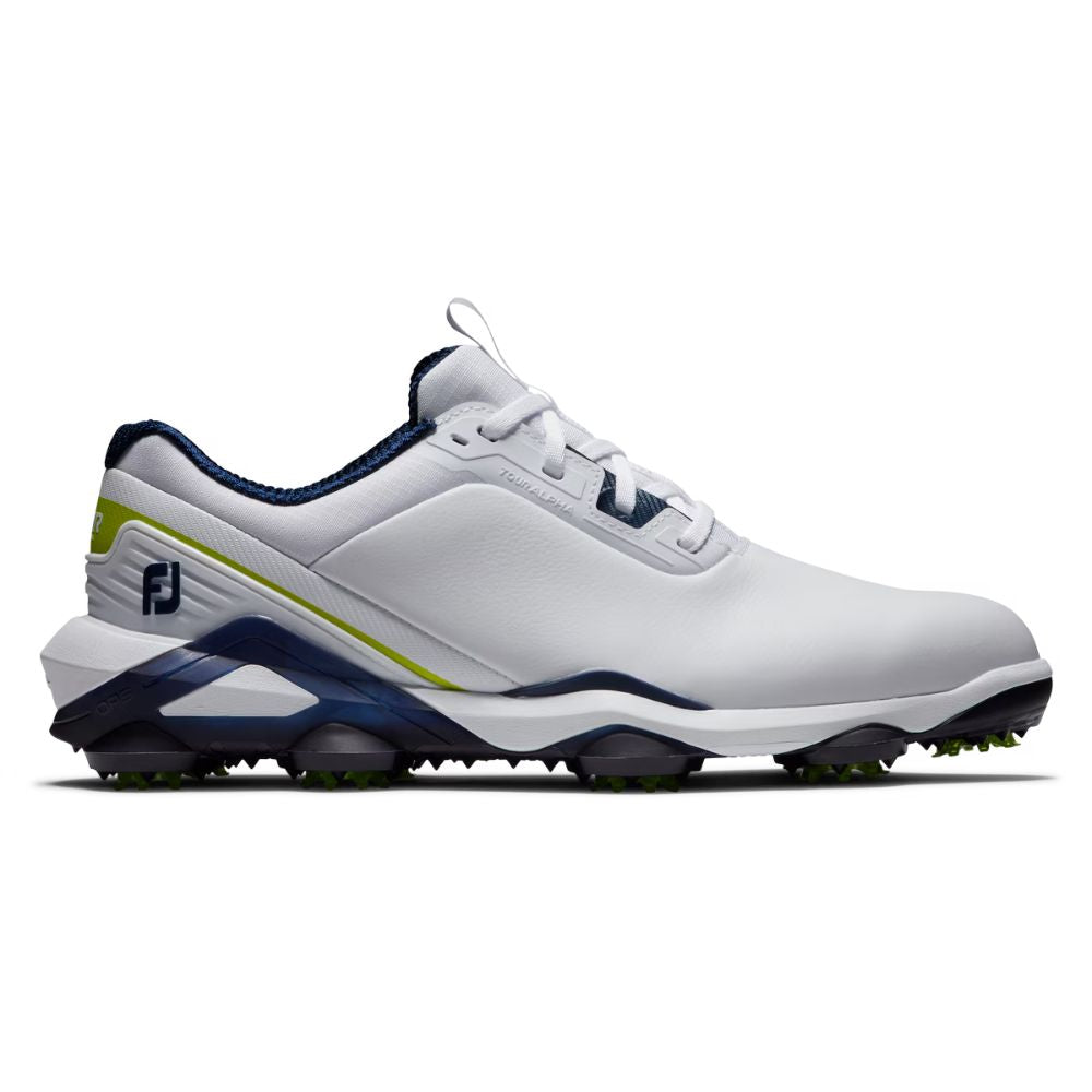 FootJoy Men's Tour Alpha Cleated Laced Golf Shoe (Previous Season) - White/Navy/Lime