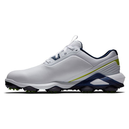 FootJoy Men's Tour Alpha Cleated Laced Golf Shoe (Previous Season) - White/Navy/Lime