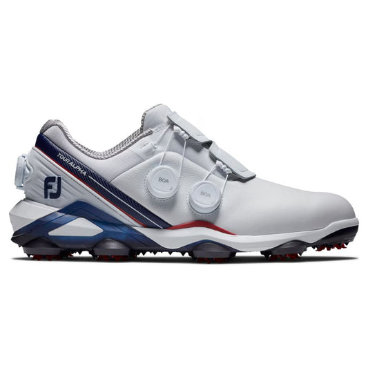 FootJoy Men's Tour Alpha Triple BOA Golf Shoes (Previous Season Style) - White/Red/Navy