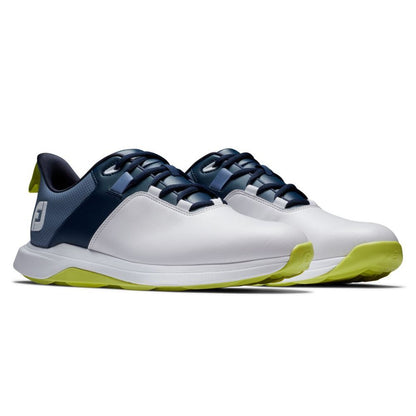 FootJoy Men's ProLite Spikeless Laced Golf Shoes - White/Navy/Lime - Previous Season Style