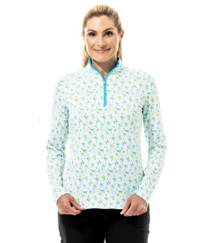 San Soleil Womens Soltek Lux Long Sleeve Printed Mock