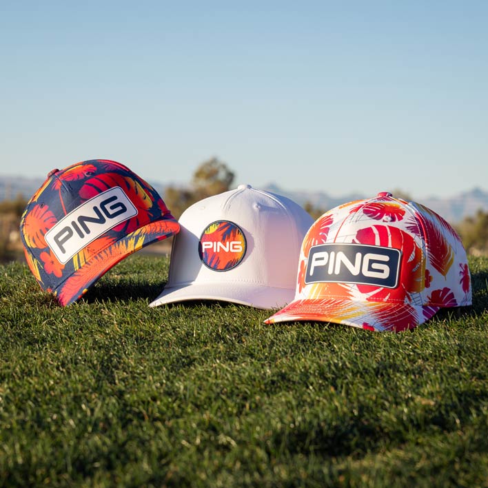 Ping Electric Sunset Snapback Hat White 2025