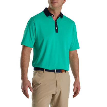 FootJoy Solid + Spiral Print Trim Lisle Self Collar Golf Polo (Previous Season Style)