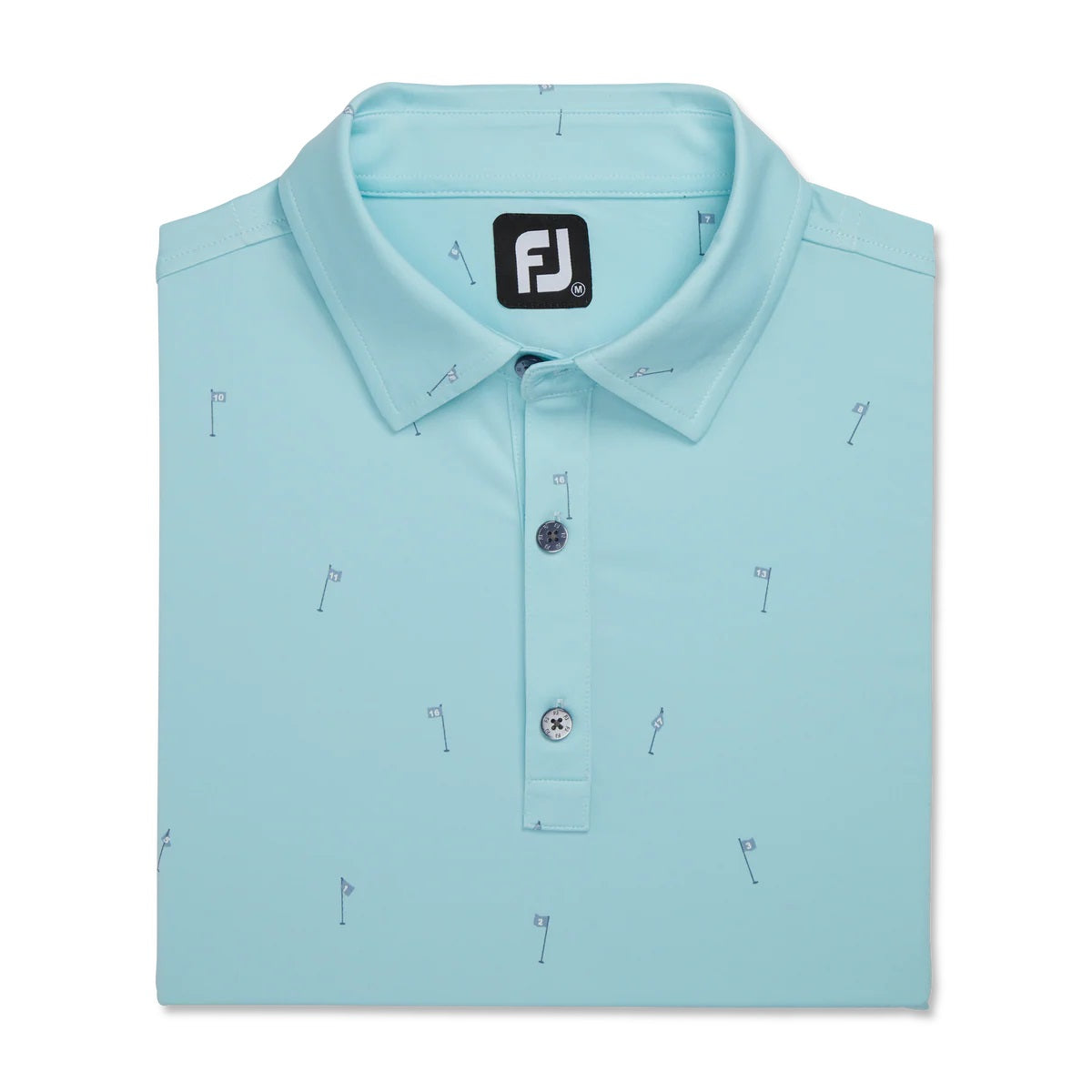 FootJoy 18 Holes Print Lisle Self Collar Mens Golf Polo (Previous Season Style)