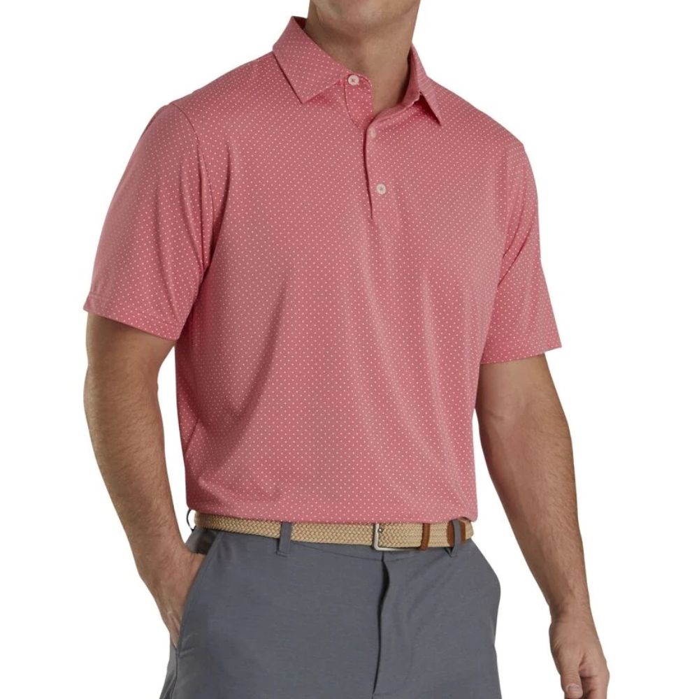 Footjoy Stretch Lisle Dot Print Self Collar Polo