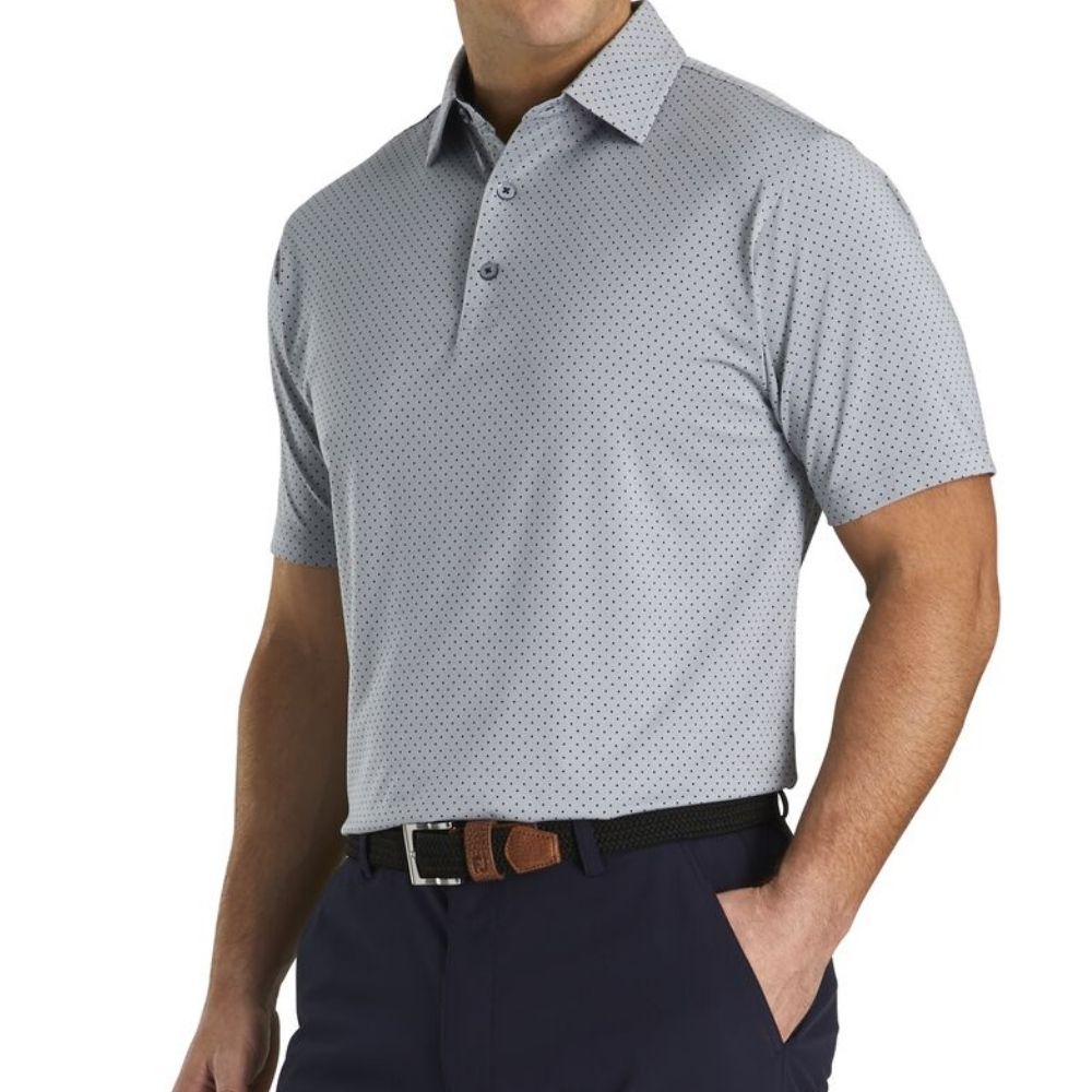 Footjoy Stretch Lisle Dot Print Self Collar Polo
