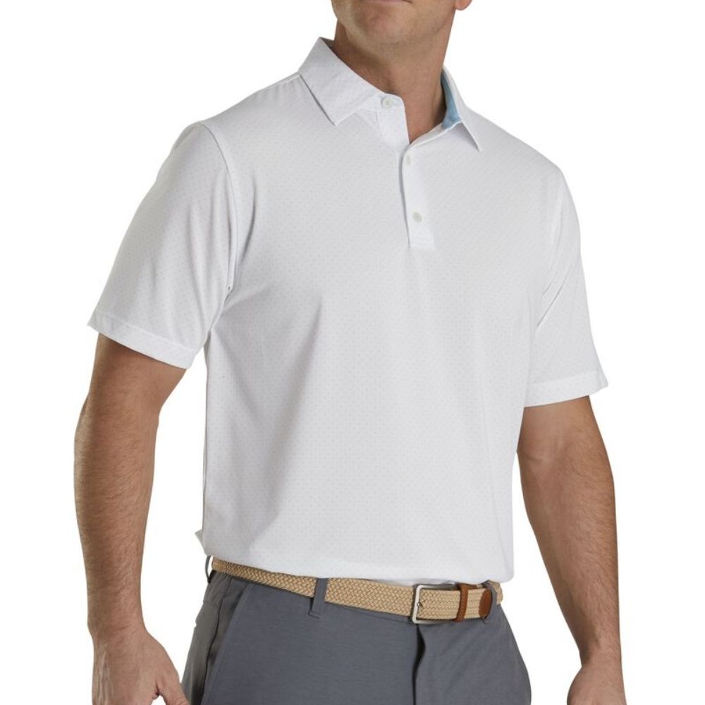 Footjoy Stretch Lisle Dot Print Self Collar Polo
