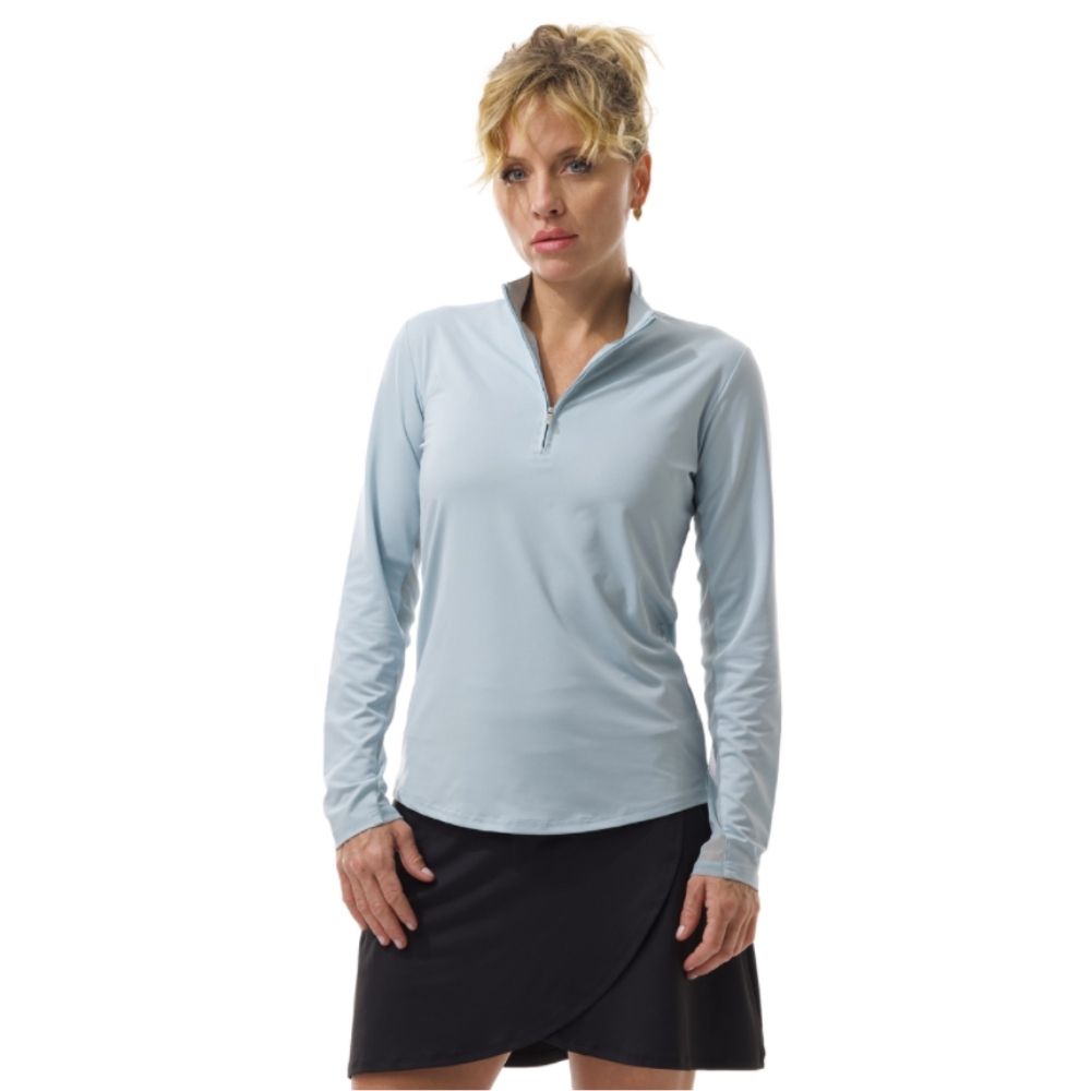San Soleil Womens Long Sleeve Sunglow Zip Mock